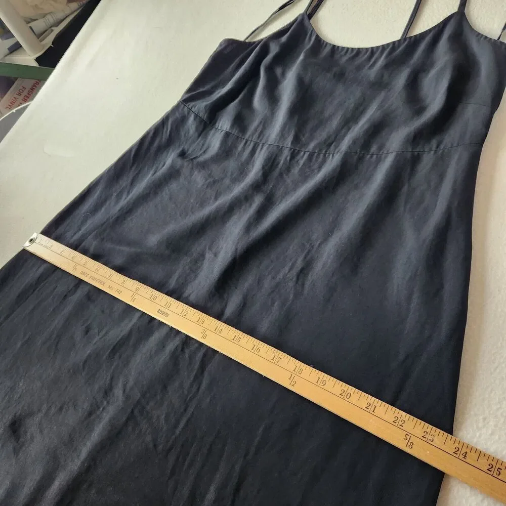 Everlane Black Japanese Crossback Slip Midi Dress Size 12 Sleek Minimalist - Picture 5 of 10